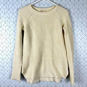 Marine Layer Delaney Cream Wool Blend Waffle Knit Pullover Sweater